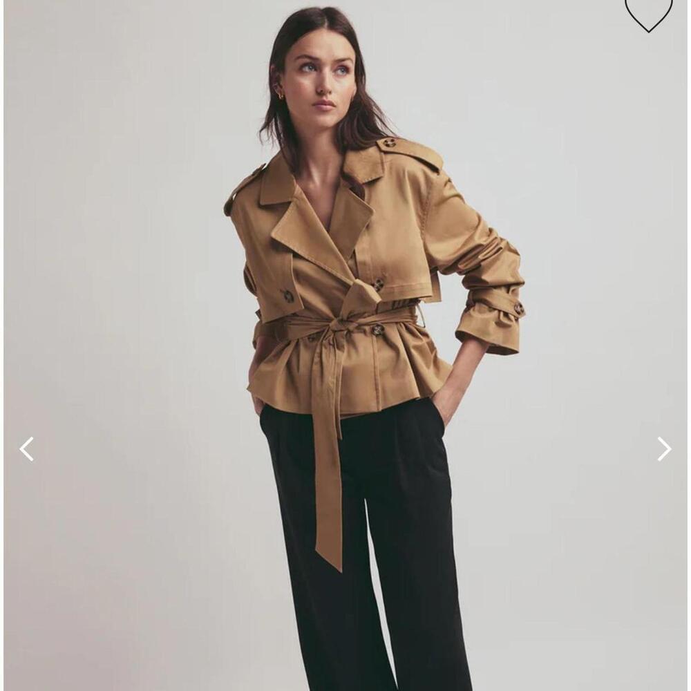 Women's Tan Coat THE CROPPED CHARLES TRENCH - Picture 4 of 8